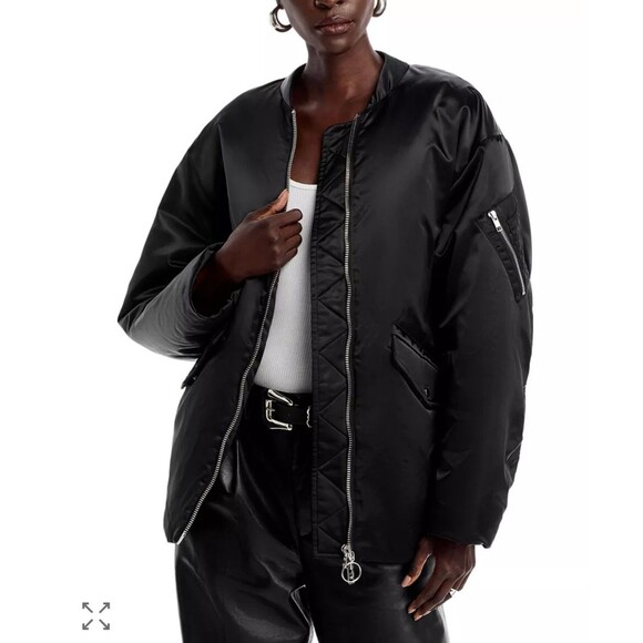 Stand Studio Icon Prim Black Satin Bomber Jacket Size EU 36 / US 6 Jacket Coat - Picture 2 of 11